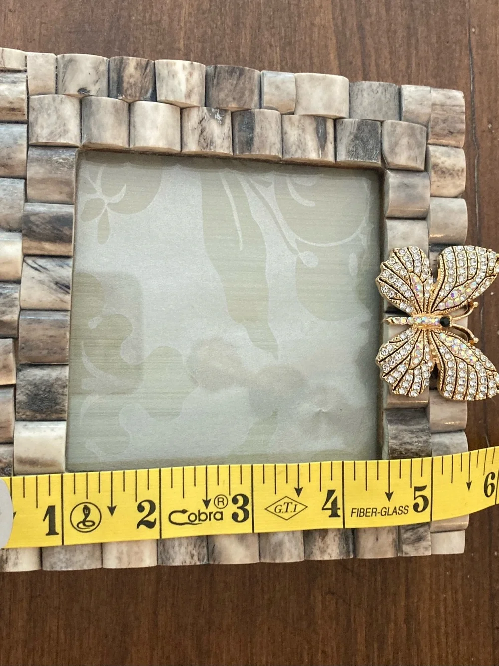 Butterfly Accent Mosaic Photo Frame - Beige Gray